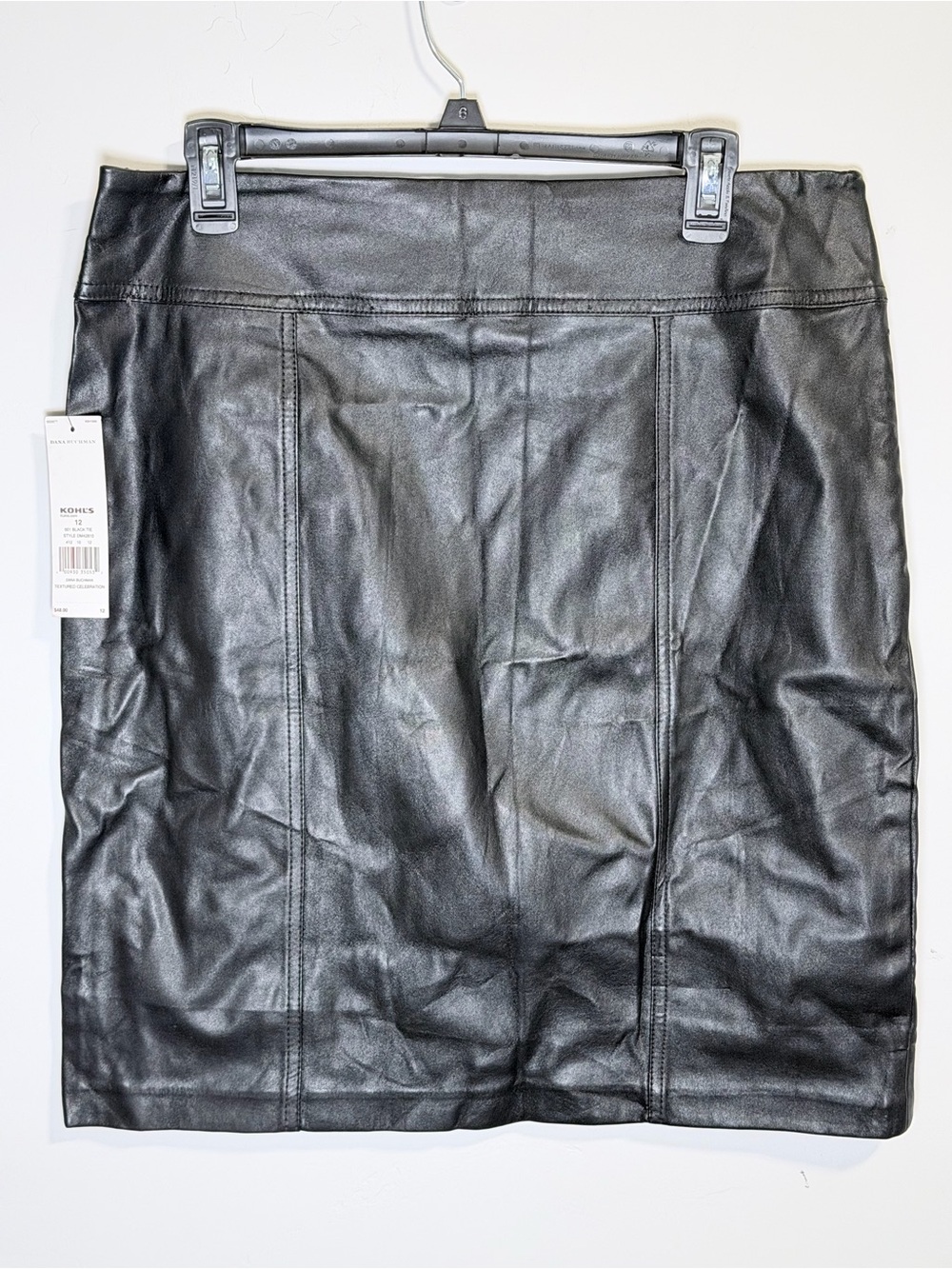 Dana Buchman Black Faux Leather Pencil Skirt